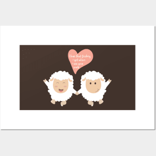 Happy Sheep Couple - I love that feeling I get when I see your smile - Happy Valentines Day Posters and Art